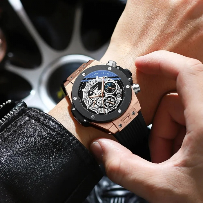 Ceas Bărbați Chenxi 949 Rose Gold – Multifunctional, Design Sport, Luminos, Cronograf, Rezistent la Apă 3ATM [4]