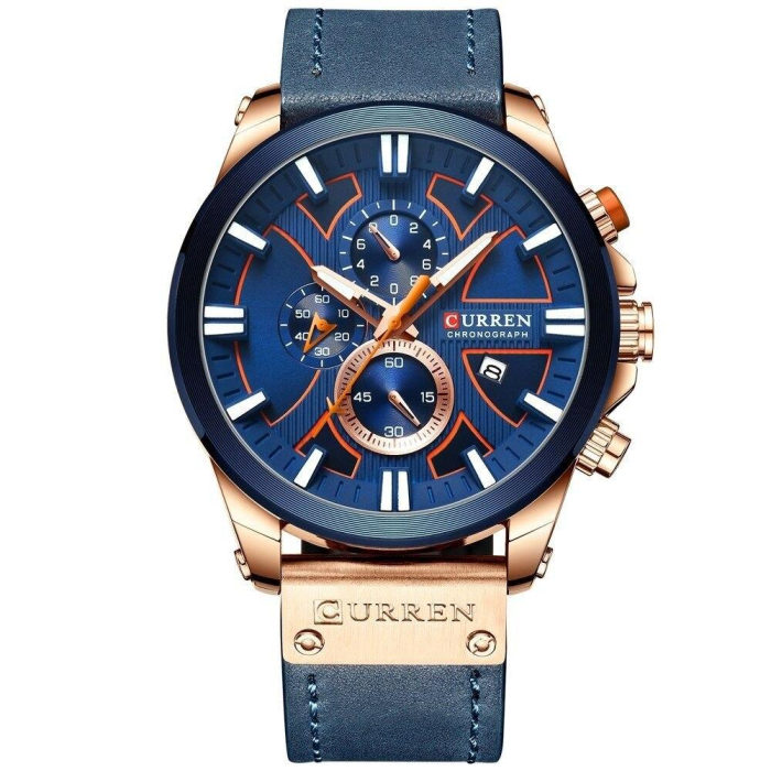 Ceas Bărbați CURREN 8346 – Ceas Sport Cronograf, Quartz, Curea Piele, Waterproof 3ATM, 49mm [1]