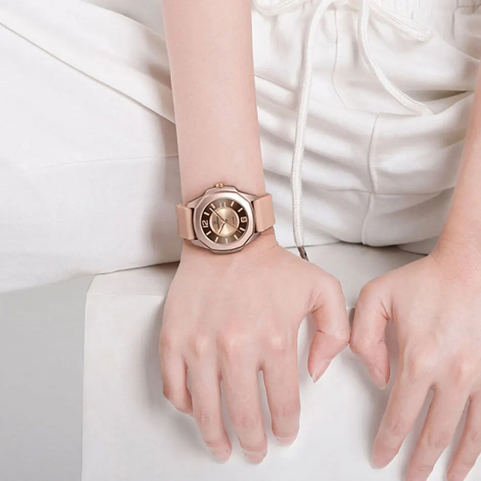 Ceas de dama Naviforce Quartz Analog Luxury Fashion Silicon Roz [3]
