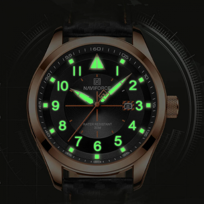 Ceas barbatesc de mana Naviforce Elegant Casual Militar Fashion Piele naturala [6]