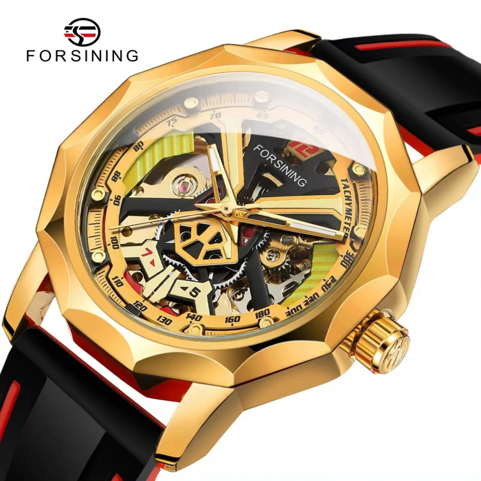 Ceas Bărbați Forsining 8284 Negru-Auriu Mecanic – Design Luxury, Funcții Multiple, Rezistent la Apă 3ATM [5]