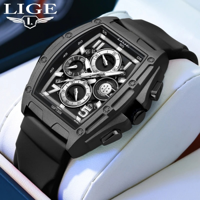 Ceas Bărbați Lige 89110 Negru – Design Casual, Funcții Multiple, Afișaj Luminos, Rezistent la Apă 3ATM [2]