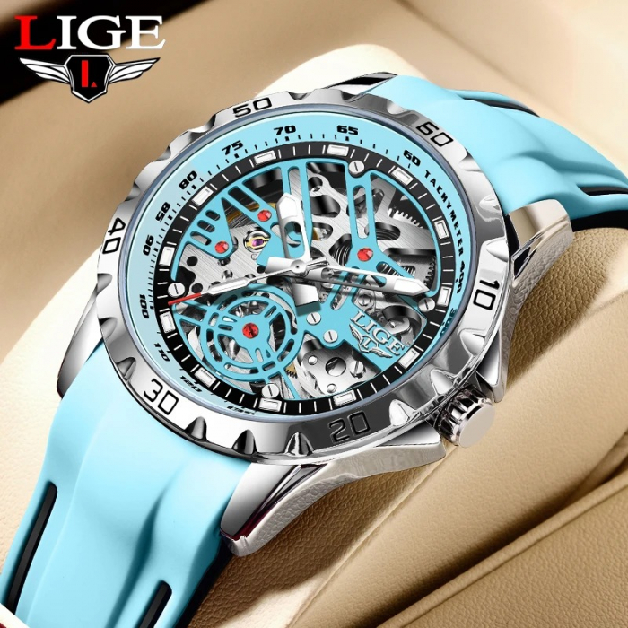 Ceas Bărbați Lige 89118 Cyan – Ceas Mecanic, Design Sport, Funcții Multiple, Afișaj Luminos, Rezistent la Apă 3ATM [2]