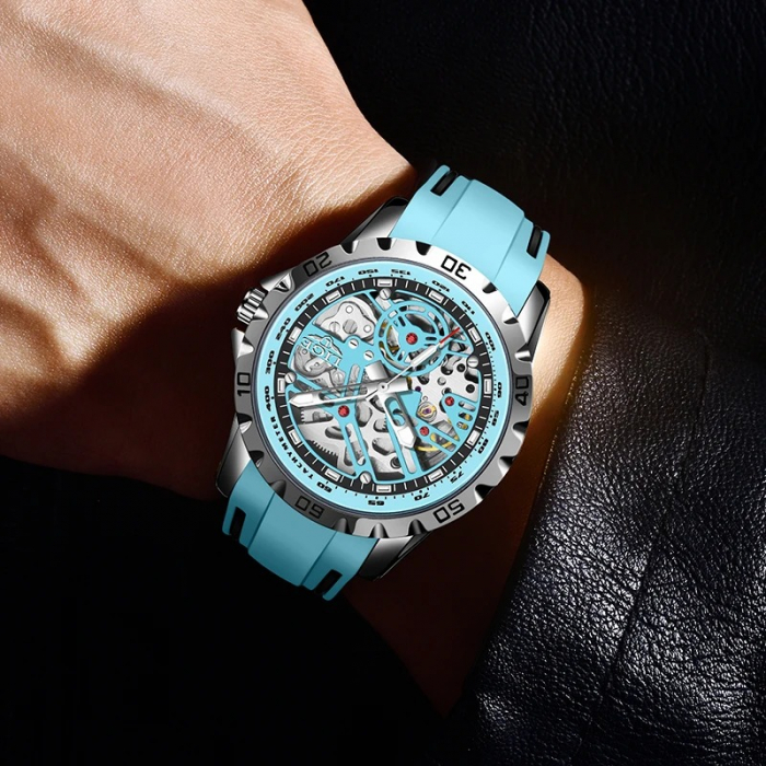 Ceas Bărbați Lige 89118 Cyan – Ceas Mecanic, Design Sport, Funcții Multiple, Afișaj Luminos, Rezistent la Apă 3ATM [4]