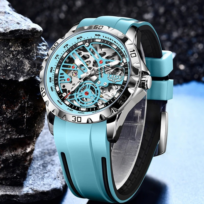 Ceas Bărbați Lige 89118 Cyan – Ceas Mecanic, Design Sport, Funcții Multiple, Afișaj Luminos, Rezistent la Apă 3ATM [3]
