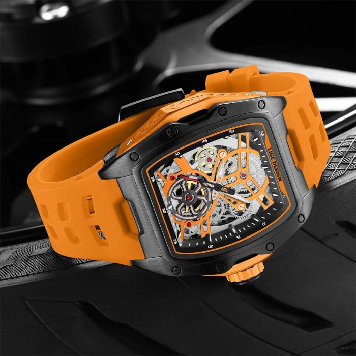 Ceas Bărbați Lige 89138 Portocaliu Mecanic – Design Sport, Funcții Multiple, Afișaj Luminos, Rezistent la Apă 5ATM [4]