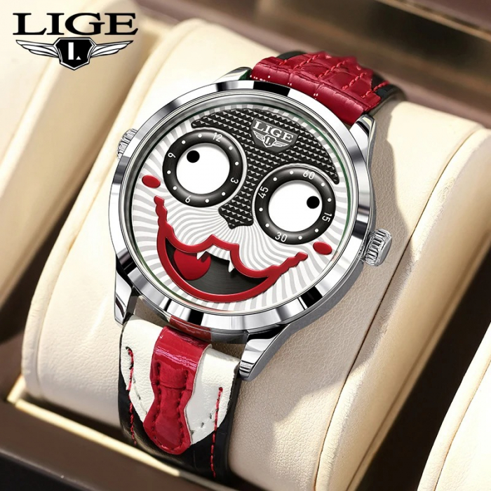 Ceas Bărbați Lige 89160 Argintiu-Rosu – Design Creativ Clown, Funcții Multiple, Afișaj Luminos, Rezistent la Apă 3ATM [3]