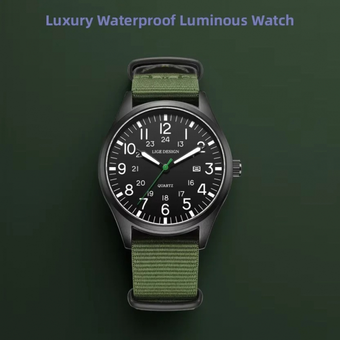 Ceas Bărbați Lige 89178 Negru-Verde – Design Military, Funcții Multiple, Rezistent la Șocuri, Rezistent la Apă 3ATM [7]