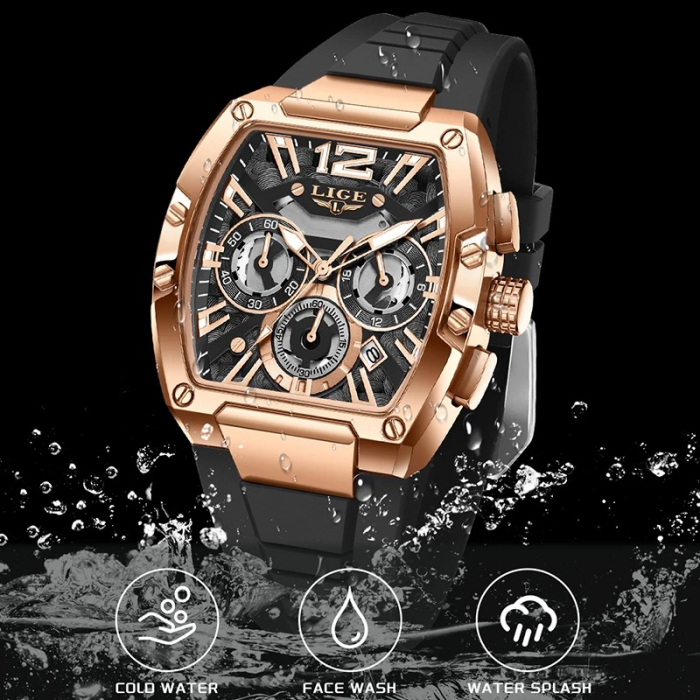 Ceas Bărbați Lige 89206 Rose-Negru – Design Sport, Funcții Multiple, Rezistent la Șocuri, Rezistent la Apă 3ATM [5]