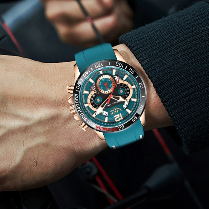 Ceas Bărbați Lige 89213 Rose-Verde – Design Sport, Funcții Multiple, Afișaj Luminos, Rezistent la Apă 3ATM [7]