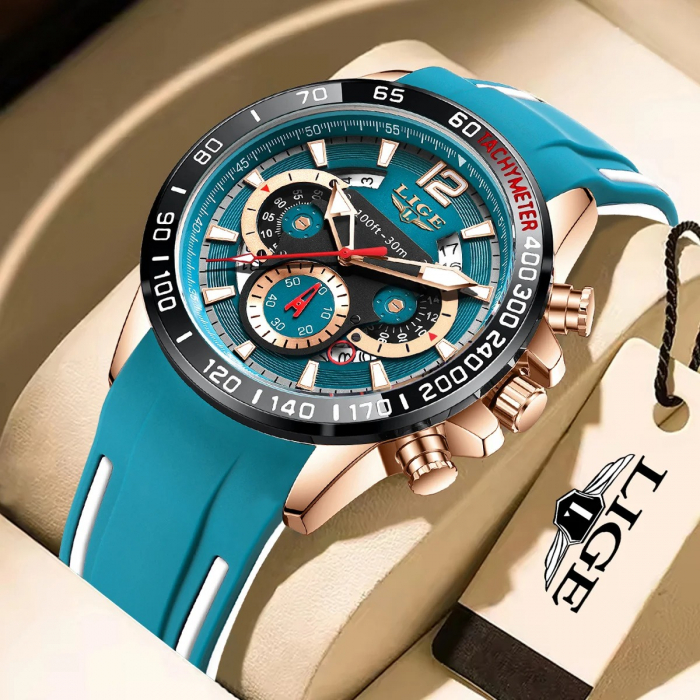 Ceas Bărbați Lige 89213 Rose-Verde – Design Sport, Funcții Multiple, Afișaj Luminos, Rezistent la Apă 3ATM [2]