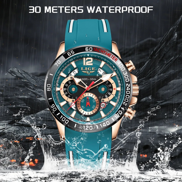 Ceas Bărbați Lige 89213 Rose-Verde – Design Sport, Funcții Multiple, Afișaj Luminos, Rezistent la Apă 3ATM [4]