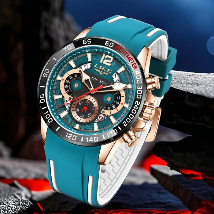 Ceas Bărbați Lige 89213 Rose-Verde – Design Sport, Funcții Multiple, Afișaj Luminos, Rezistent la Apă 3ATM [5]