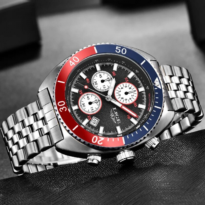 Ceas barbati Lige Elegant Business Argintiu Quartz Indici luminosi Analog Data [5]