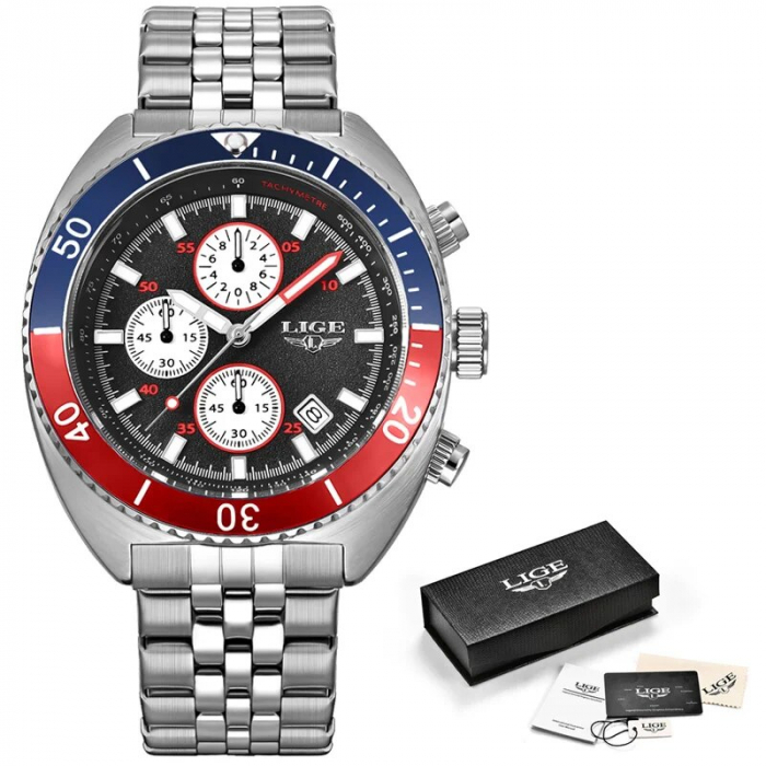 Ceas barbati Lige Elegant Business Argintiu Quartz Indici luminosi Analog Data [8]