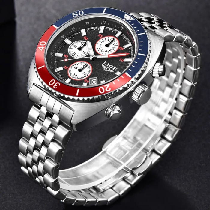 Ceas barbati Lige Elegant Business Argintiu Quartz Indici luminosi Analog Data [2]