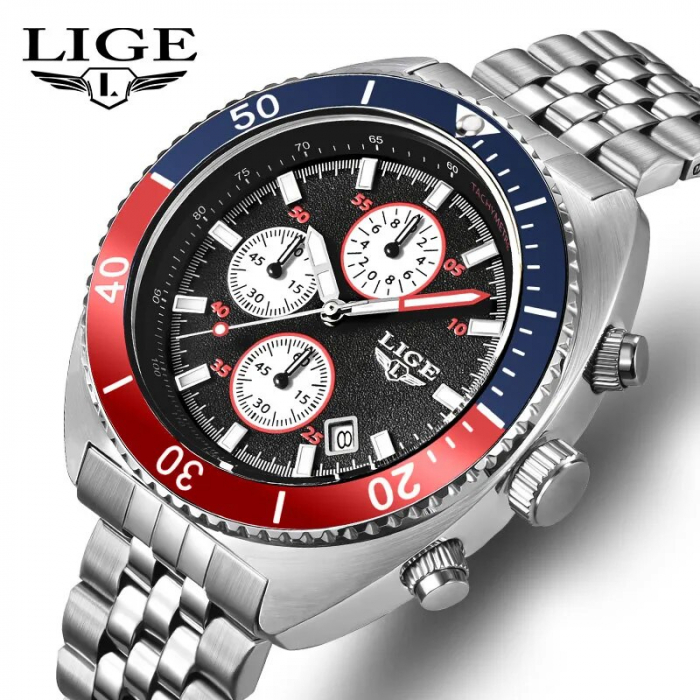 Ceas barbati Lige Elegant Business Argintiu Quartz Indici luminosi Analog Data [7]