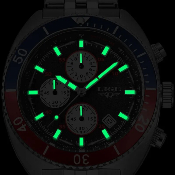 Ceas barbati Lige Elegant Business Argintiu Quartz Indici luminosi Analog Data [3]