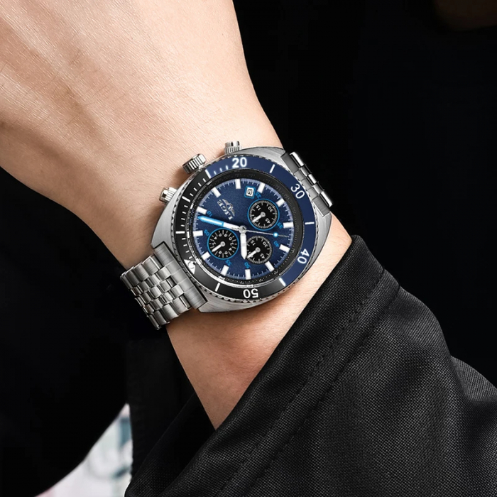 Ceas barbati Lige Quartz Analog Indici luminosi Otel [3]