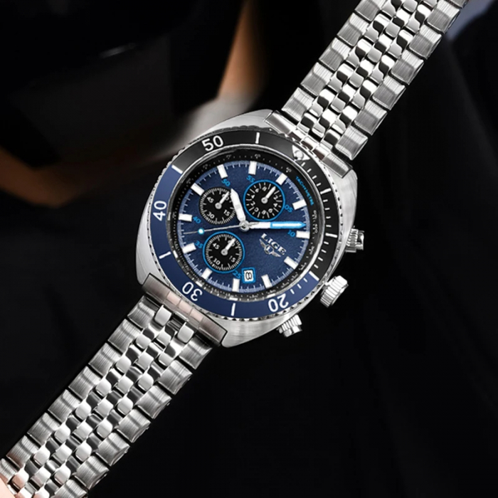 Ceas barbati Lige Quartz Analog Indici luminosi Otel [6]