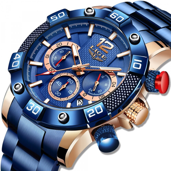 Ceas barbati Lige Elegant Model 2020 Quartz Analog Cronograf Fashion [2]