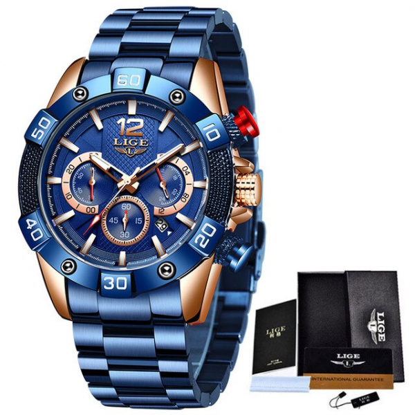 Ceas barbati Lige Elegant Model 2020 Quartz Analog Cronograf Fashion [3]