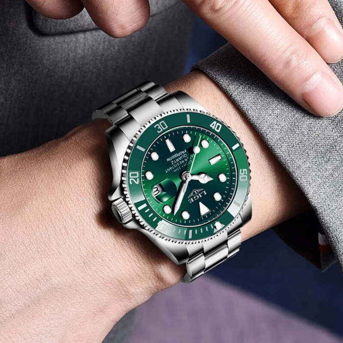 Ceas barbati Lige, Submariner, Analog, Quartz, Casual, Otel inoxidabil [4]