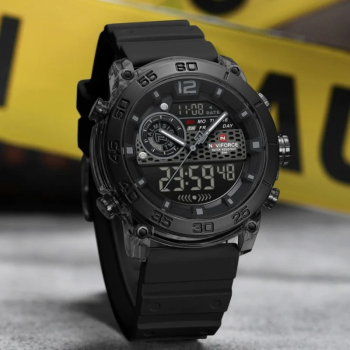 Ceas Bărbați Naviforce 6104 Negru – Design Sport, Funcții Multiple, Alarmă, Rezistent la Apă 5ATM [2]