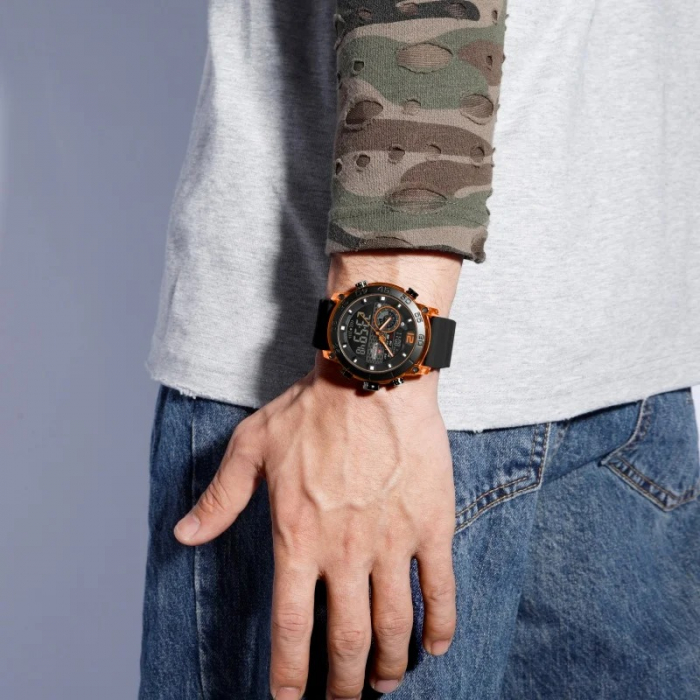 Ceas Bărbați Naviforce 6104 Negru-Portocaliu – Design Sport, Funcții Multiple, Alarmă, Rezistent la Apă 5ATM [3]