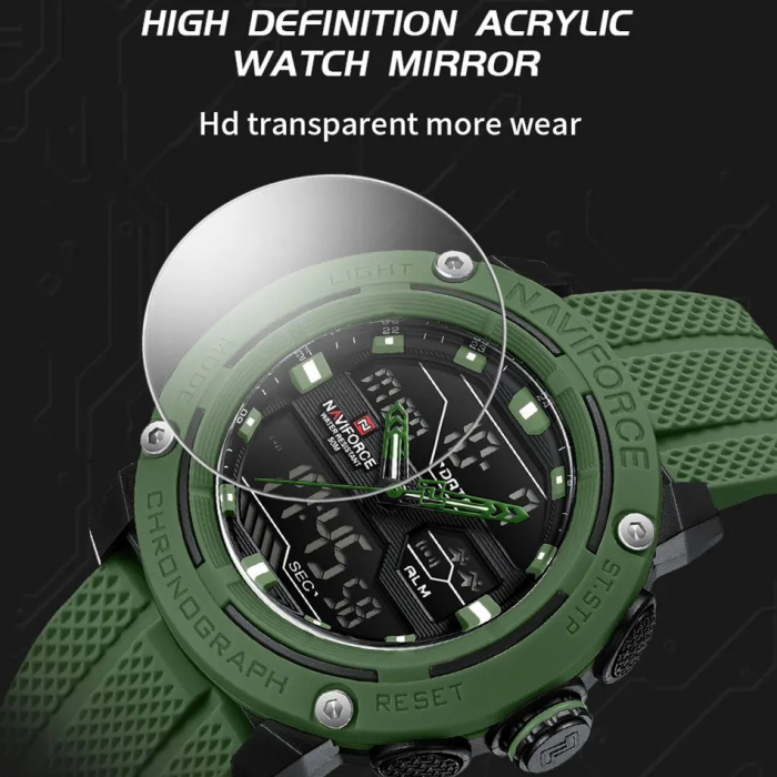 Ceas Bărbați Naviforce 7114 Verde – Funcții Multiple, Design Sport, Cronometru, Rezistent la Apă 5ATM [2]
