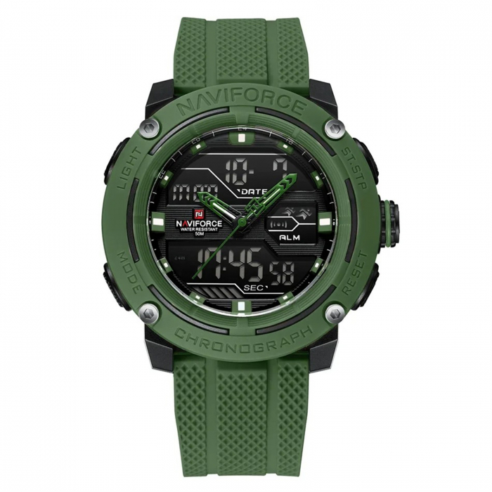 Ceas Bărbați Naviforce 7114 Verde – Funcții Multiple, Design Sport, Cronometru, Rezistent la Apă 5ATM [1]