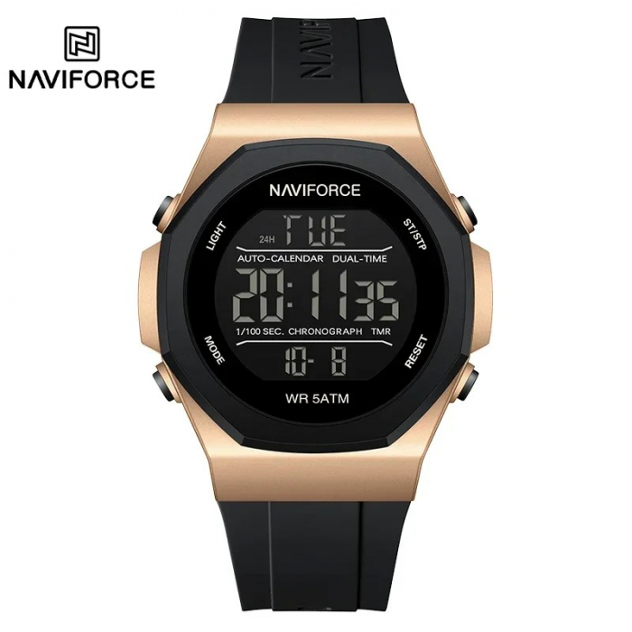 Ceas Bărbați Naviforce 7117 Negru-Bej – Funcții Multiple, Design Sport, Rezistent la Șocuri, Rezistent la Apă 5ATM [6]