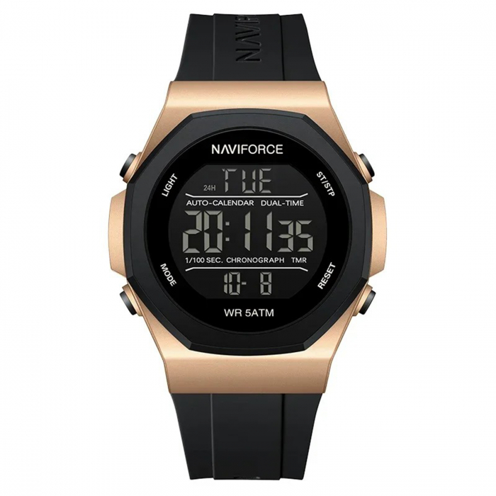 Ceas Bărbați Naviforce 7117 Negru-Bej – Funcții Multiple, Design Sport, Rezistent la Șocuri, Rezistent la Apă 5ATM [1]