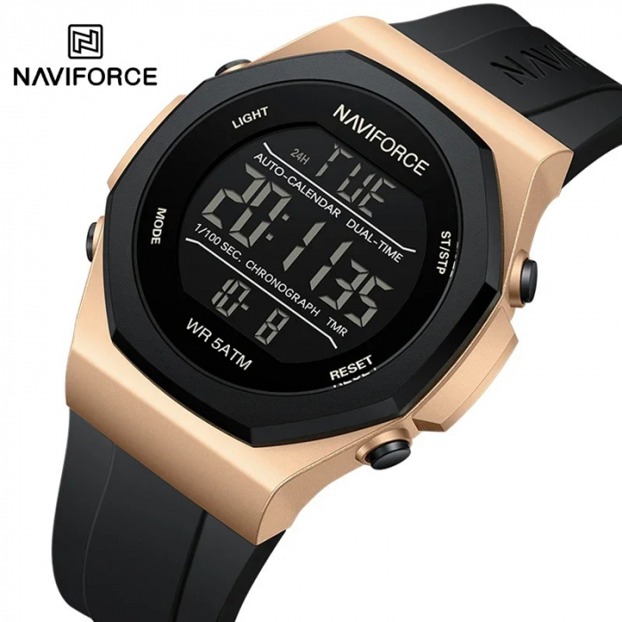 Ceas Bărbați Naviforce 7117 Negru-Bej – Funcții Multiple, Design Sport, Rezistent la Șocuri, Rezistent la Apă 5ATM [2]