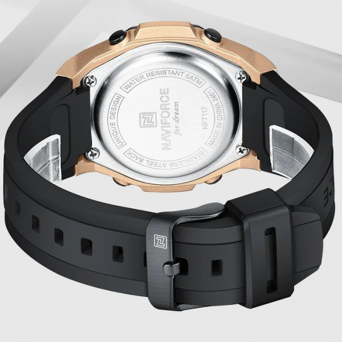 Ceas Bărbați Naviforce 7117 Negru-Bej – Funcții Multiple, Design Sport, Rezistent la Șocuri, Rezistent la Apă 5ATM [5]