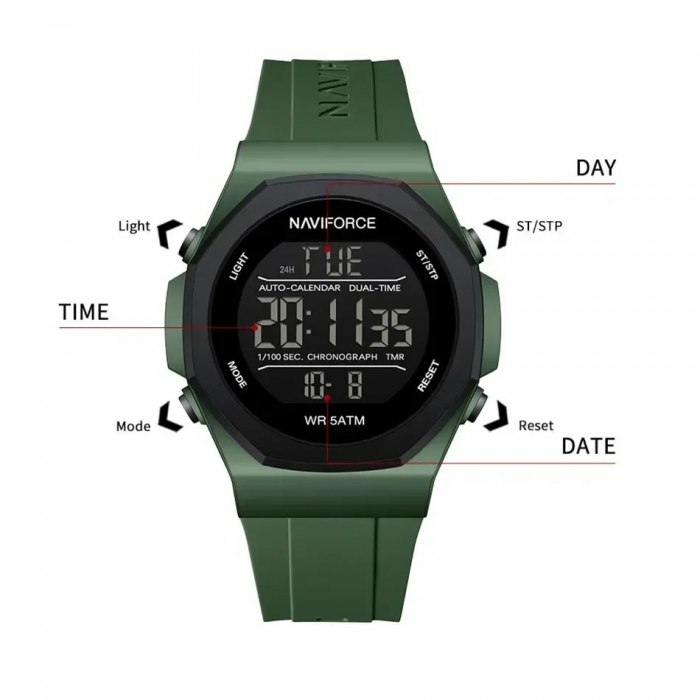 Ceas Bărbați Naviforce 7117 Verde – Funcții Multiple, Design Fashion, Rezistent la Șocuri, Rezistent la Apă 5ATM [3]