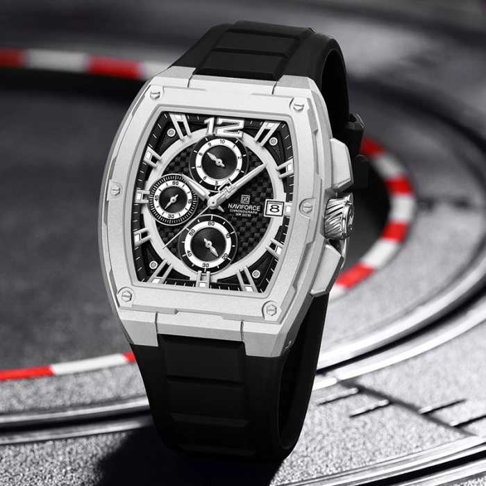 Ceas Bărbați Naviforce 8050 Negru-Argintiu – Design Sport, Funcții Multiple, Afișare Dată, Rezistent la Apă 3ATM [5]