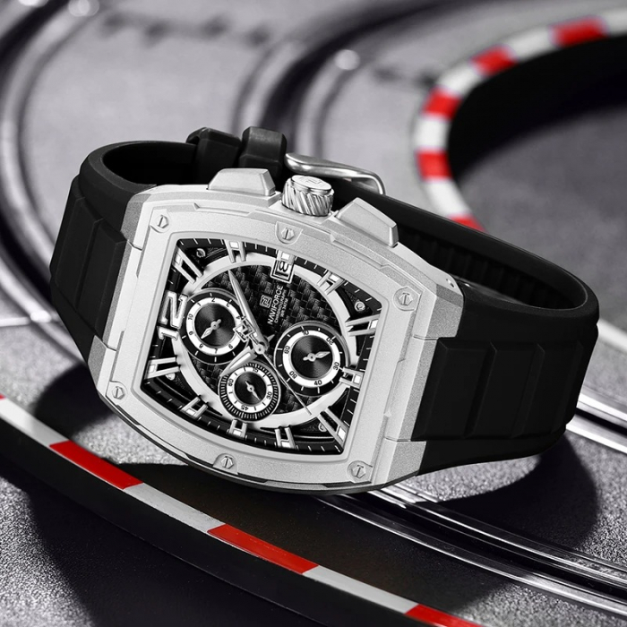 Ceas Bărbați Naviforce 8050 Negru-Argintiu – Design Sport, Funcții Multiple, Afișare Dată, Rezistent la Apă 3ATM [6]