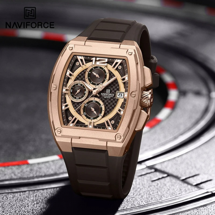 Ceas Bărbați Naviforce 8050 Negru-Rose – Design Sport, Funcții Multiple, Afișare Dată, Rezistent la Apă 3ATM [6]