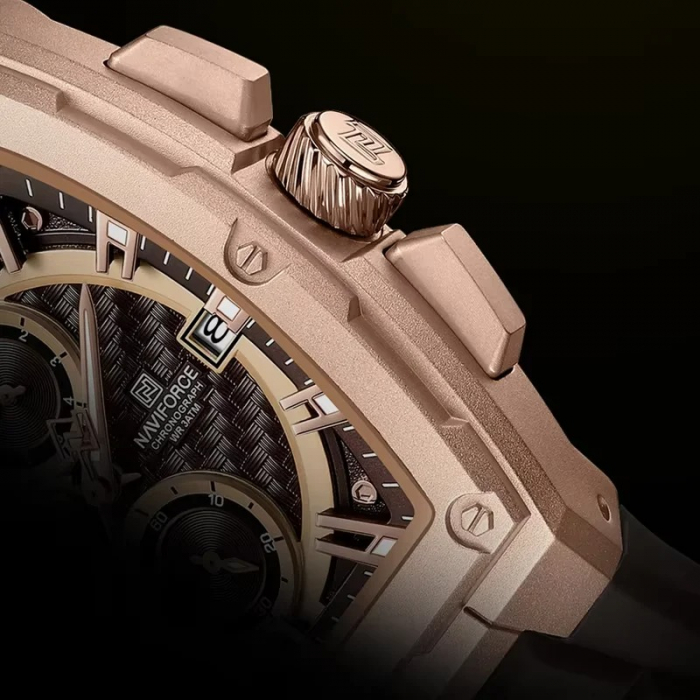 Ceas Bărbați Naviforce 8050 Negru-Rose – Design Sport, Funcții Multiple, Afișare Dată, Rezistent la Apă 3ATM [7]