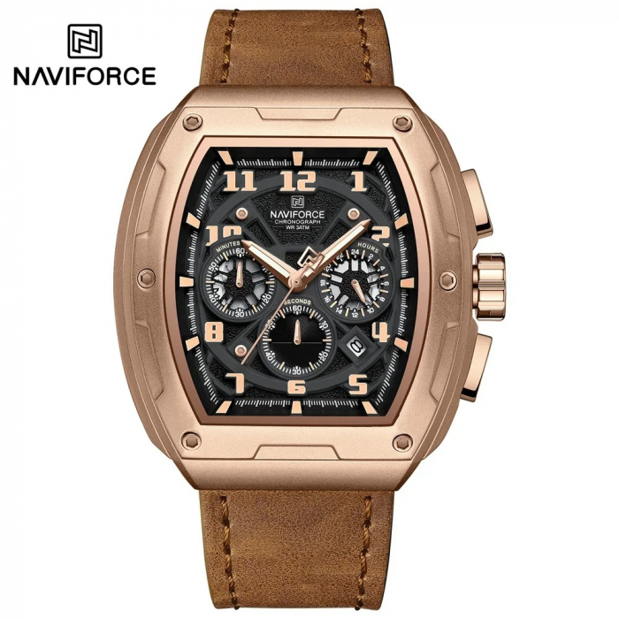 Ceas Bărbați Naviforce 8053 Maro – Funcții Multiple, Design Business, Shockproof, Rezistent la Apă 3ATM [3]