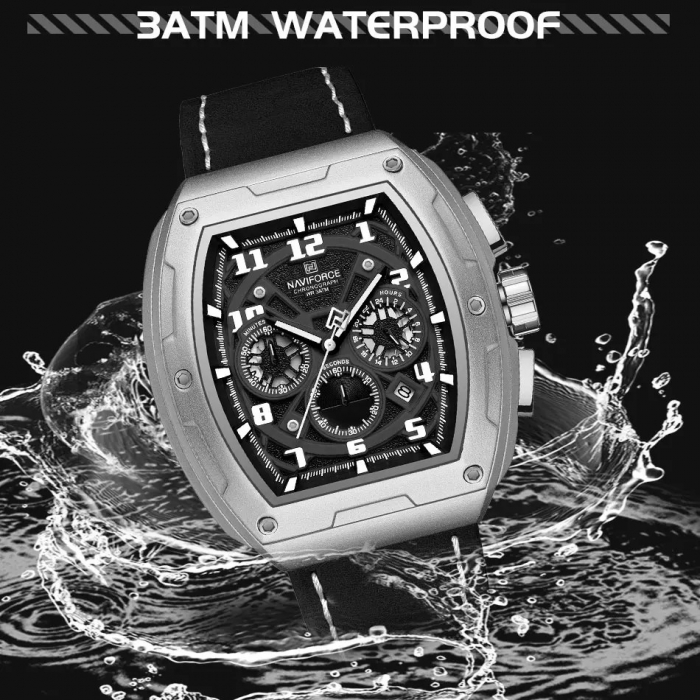 Ceas Bărbați Naviforce 8053 Negru-Gri – Funcții Multiple, Design Military, Shockproof, Rezistent la Apă 3ATM [6]