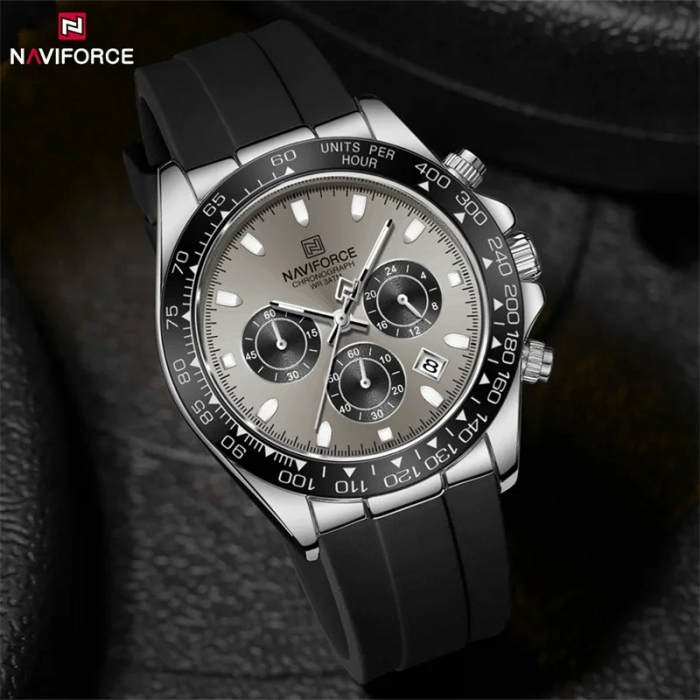 Ceas Bărbați Naviforce 8054 Negru-Argintiu – Design Military, Funcții Multiple, Rezistent la Șocuri, Rezistent la Apă 3ATM [2]