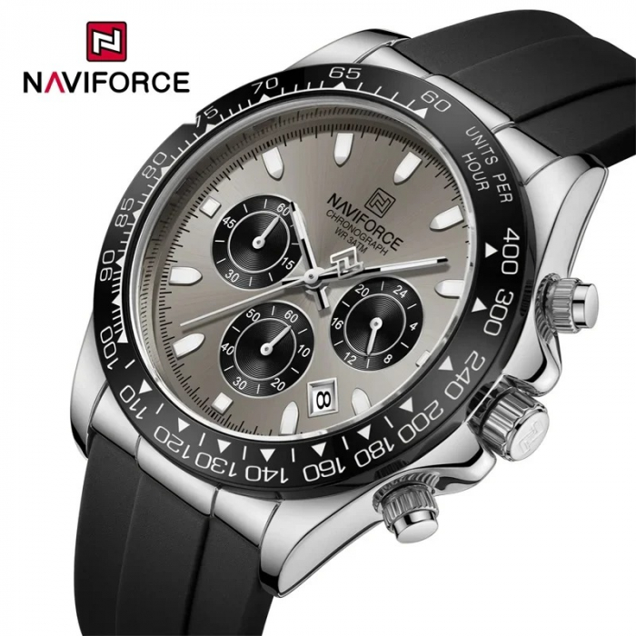 Ceas Bărbați Naviforce 8054 Negru-Argintiu – Design Military, Funcții Multiple, Rezistent la Șocuri, Rezistent la Apă 3ATM [4]