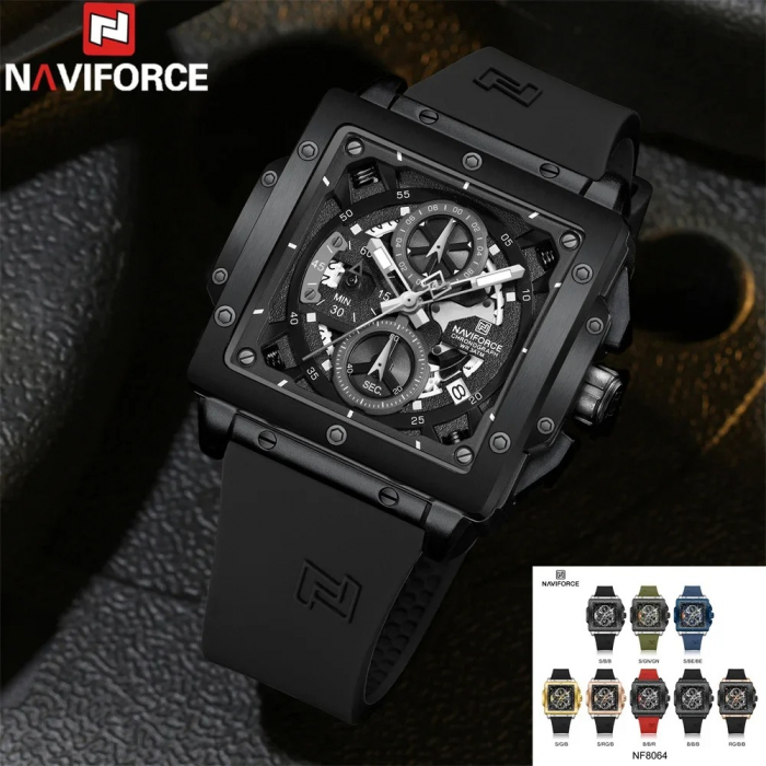 Ceas Bărbați Naviforce 8064 Negru – Funcții Multiple, Design Luxury, Cronometru, Rezistent la Apă 3ATM [2]