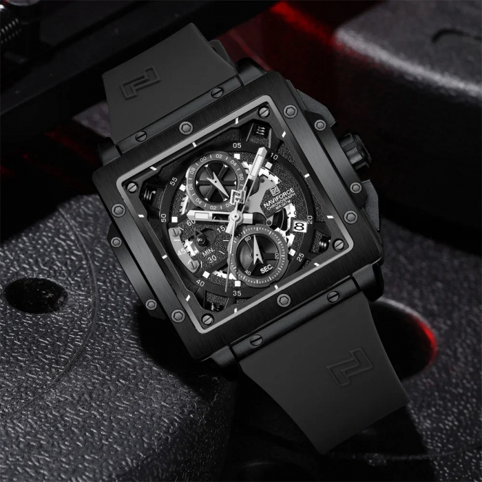 Ceas Bărbați Naviforce 8064 Negru – Funcții Multiple, Design Luxury, Cronometru, Rezistent la Apă 3ATM [4]