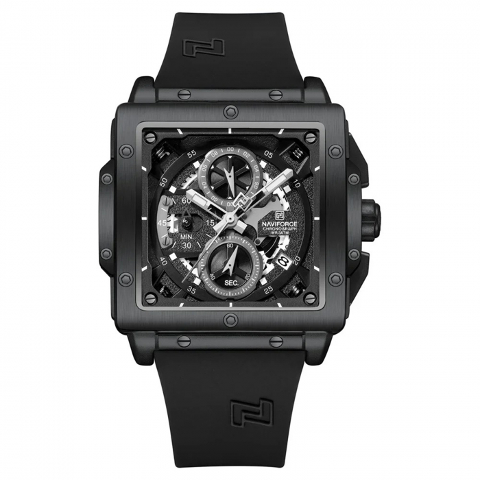 Ceas Bărbați Naviforce 8064 Negru – Funcții Multiple, Design Luxury, Cronometru, Rezistent la Apă 3ATM [1]