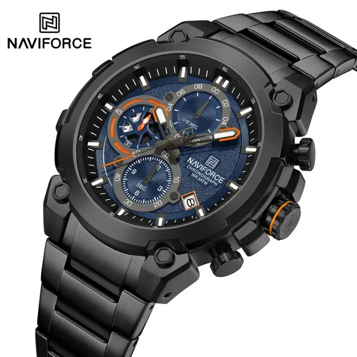 Ceas Bărbați Naviforce 8071 Negru-Albastru – Funcții Multiple, Design Business, Shockproof, Rezistent la Apă 3ATM [2]
