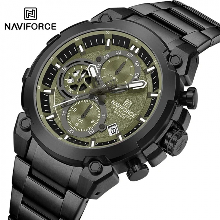 Ceas Bărbați Naviforce 8071 Negru-Verde – Funcții Multiple, Design Business, Shockproof, Rezistent la Apă 3ATM [2]