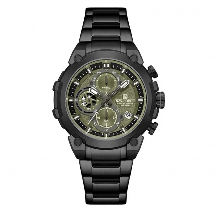 Ceas Bărbați Naviforce 8071 Negru-Verde – Funcții Multiple, Design Business, Shockproof, Rezistent la Apă 3ATM [1]